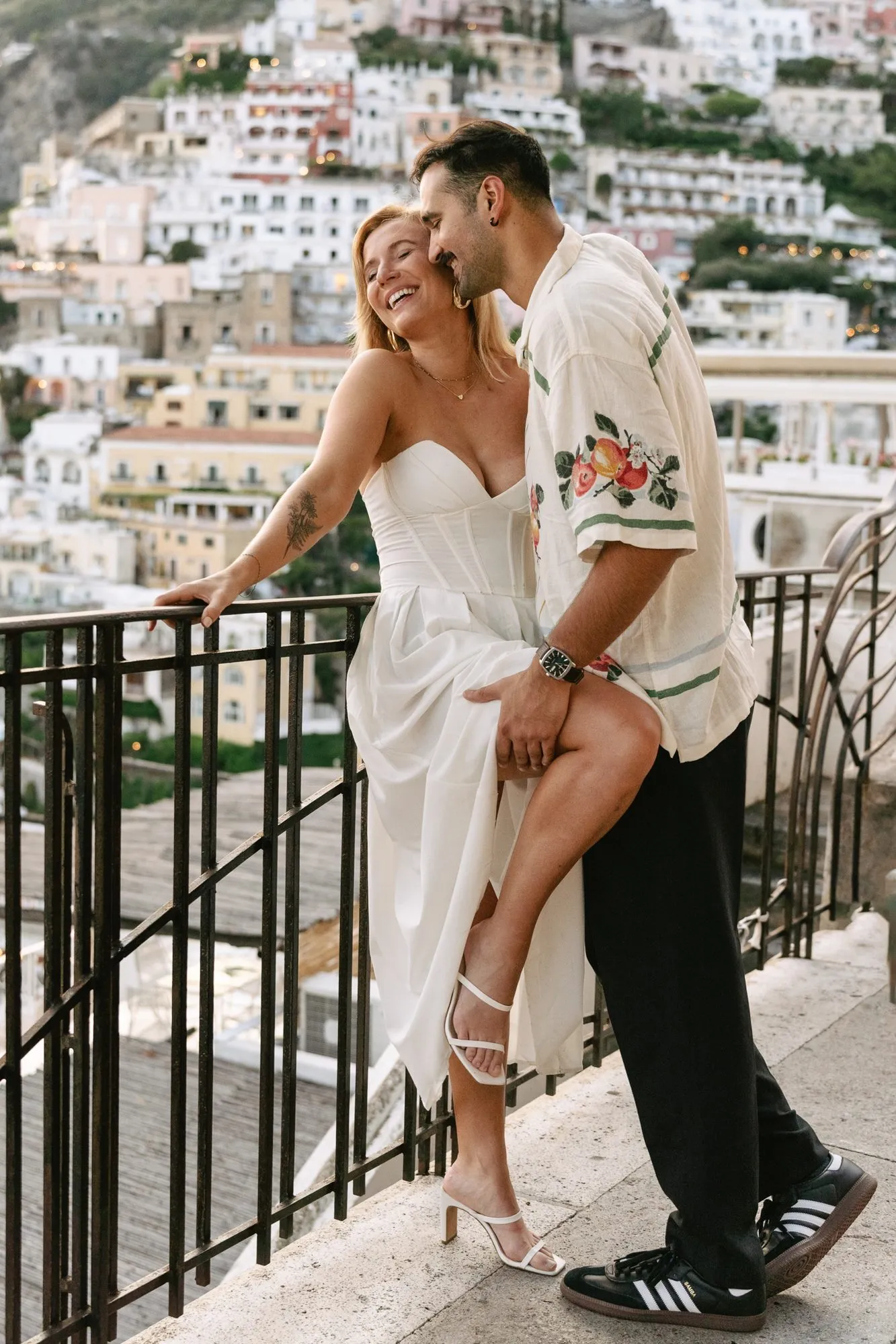 A couple sharing a quiet moment during an engagement session